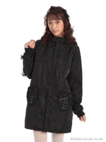 ハート型ポケレースリボン付きコート/ピンク