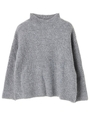 ハイネック畦ケーブルニットプルオーバー/杢グレー