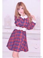 襟付きフレアワンピース/ブラック