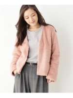 エコファーノーカラージャケット/ピンク(072)