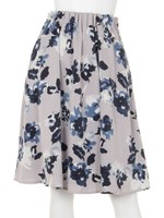 花柄ウエストギャザーフレアースカート/オフホワイト