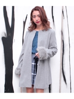 【CHILLE】2WAY袖ファーコート/グレー(006)