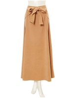 ウエスト巻き風ロングスカート/ダークグレー