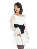 レース　オフショルワンピース/ホワイト