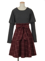 チェックドッキングワンピース/ライトグレー