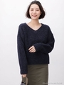ブークレVネックニット/ネイビー