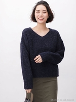ブークレVネックニット/ネイビー