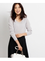 【洗える】シャイニーVリブニット/ベビーピンク(071)