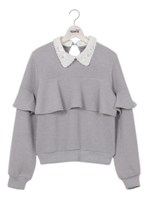 衿付フリルTOPS/ホワイト