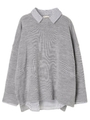 ・SET2点 スキッパーシャツ+ニットプルオーバー/杢グレー