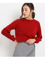 【洗える】ふんわりスリーブニットトップス/ワインレッド(063)