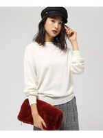 カシミヤ100%ボートネックニット/パープル系(080)