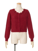 【an another angelus】衿ぐりカットワークニットカーディガン/GREEN