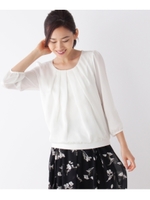 サテン異素材プルオーバー/ネイビー(093)