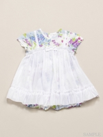 baby 32/−天竺ベリープチフラワープリントワンピースオール/ブルー