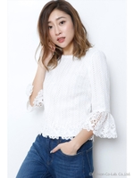 たてレースブラウス/ホワイト