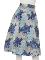 ジャガードタックフレアスカート/ブルー