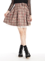 チェック×チェリースカート/グレー