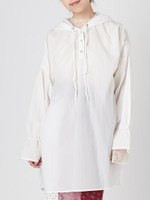 ナイロンフードチュニックワンピース/O.WHT