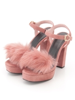 ファー付キベロアサンダル/ピンク