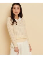 レース衿ケーブルニット/ピンク(072)