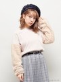 袖ループファークルーNトップス/ベージュ/A