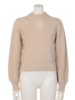 【F&A】カメオネックレス風シャギーニットプルオーバー/BROWN