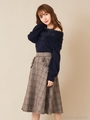 チェックフリルポケットスカート/ブラウン
