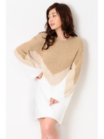 3トーンニットワンピース/BEIGE