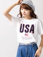 WEGO/FLAGロゴプリントTシャツ