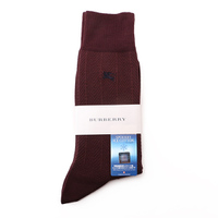 【新品】 ソックス ストライプ  バーバリーロンドン 45879 BURBERRY LONDON ボルドー系 メンズ