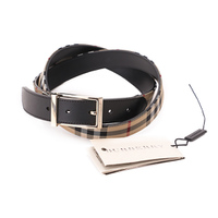 【新品】 チェックベルト [全長]109.5cm , [対応]89.5×99.5cm , [巾]2.5cm , [バックル]6×4cm バーバリー 45386 BURBERRY ベージュ系 メンズ