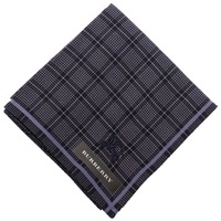 【新品】 チェック柄　ロゴ刺繍　ハンカチ 中 バーバリー 63697 BURBERRY ネイビー系 レディース