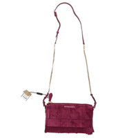 【新品】バーバリー ロンドン　チェーンショルダーバッグ ダークプラム系 y-000390 レディース 流行りのフリンジで