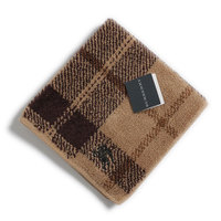 【新品】バーバリー　チェックタオルハンカチ　ベージュ・ブラウン系　やわらかタオル生地　37381