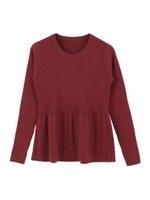 アレンジリブペプラムニット/ボルドー