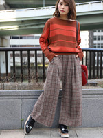 グレンチェックワイドパンツ