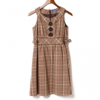 サイドベルト千鳥格子ノースリーブワンピース 38 バーバリーブルーレーベル 74013 BURBERRY BLUE LABEL ブラウン レディース