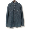 スナップボタンデニムウエスタンシャツ L バーバリーロンドン 69966 BURBERRY LONDON ブルー メンズ
