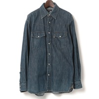 スナップボタンデニムウエスタンシャツ L バーバリーロンドン 69966 BURBERRY LONDON ブルー メンズ