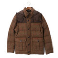チェックダウンジャケット L バーバリーブラックレーベル 46078 BURBERRY BLACK LABEL ブラウン系 メンズ