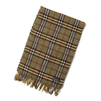 チェックマフラー バーバリーズ ウール100％ カーキ系 41741 王道のノヴァチェック