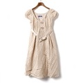 チェック柄ウエストリボンワンピース ベージュ 38 バーバリーブルーレーベル 69742 BURBERRY BLUE LABEL ベージュ レディース