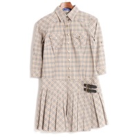 チェック柄長袖ワンピース 36 バーバリーブルーレーベル 67037 BURBERRY BLUE LABEL ベージュ レディース