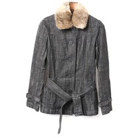 デニムコート　ラビットファー　ライナー付き 38 バーバリーロンドン 71241 BURBERRY LONDON ブラック レディース