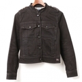 ハイネックエポーレット装飾デニムジャケット 38 バーバリーブルーレーベル 75459 BURBERRY BLUE LABEL ブラック レディース