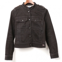 ハイネックエポーレット装飾デニムジャケット 38 バーバリーブルーレーベル 75459 BURBERRY BLUE LABEL ブラック レディース