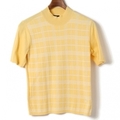 ハイネックチェック半袖ニットカットソー 40 バーバリーロンドン 01000401 BURBERRY LONDON イエロー レディース