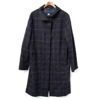 ハイネック比翼仕立てウールチェックコート  バーバリーロンドン 70241 BURBERRY LONDON ネイビー レディース