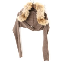 ファー付きニットパーカー 38 バーバリーブルーレーベル 60748 BURBERRY BLUE LABEL カーキ系 レディース
